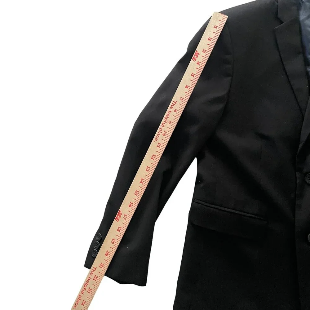 Izod Wool Single-Breasted Blazer Jacket Boys Size 16 Black Business Career - Picture 11 of 13